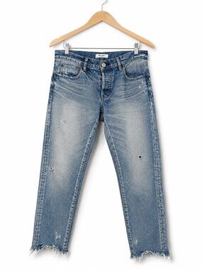 Moussy Vintage Distressed Crop Straight Jeans 29 Made in Japan